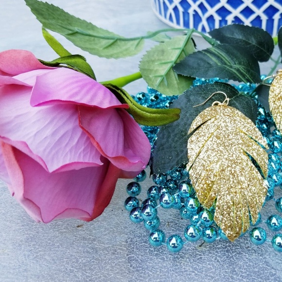 GOLD Leaf Nature EARRINGS - NEW - Picture 4 of 8